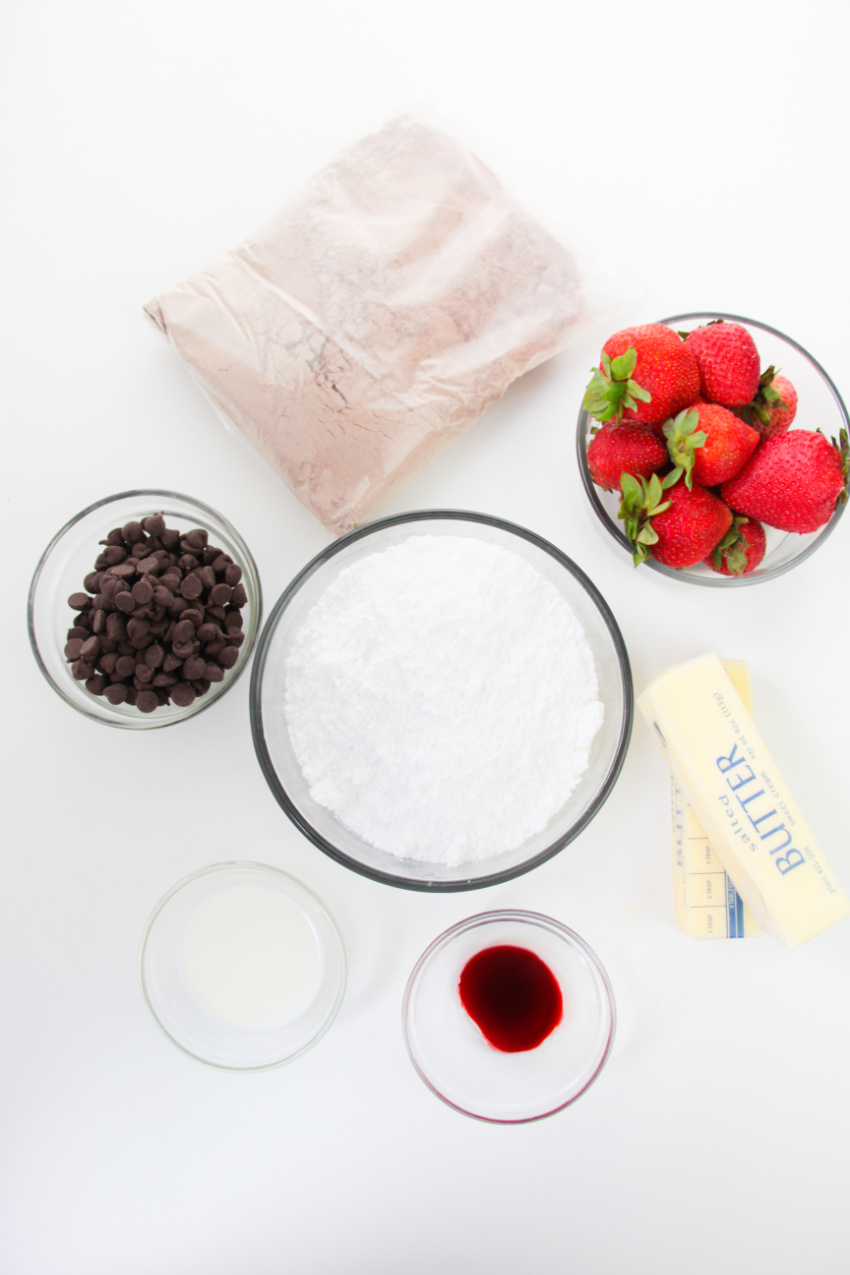 Chocolate-Covered Strawberry Cupcakes ingredients needed