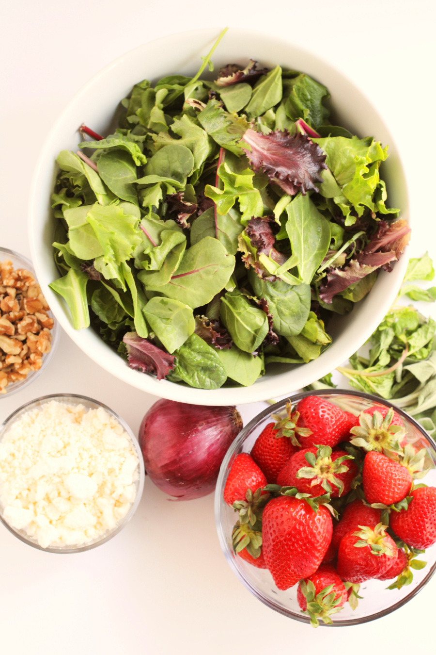 Strawberry Mint Feta Salad ingredients