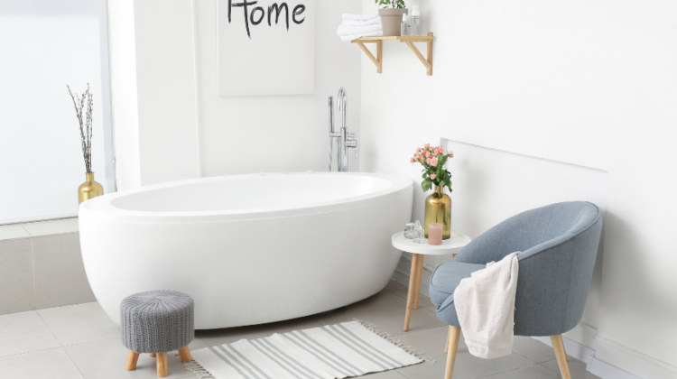 bright white bathroom with home feeling