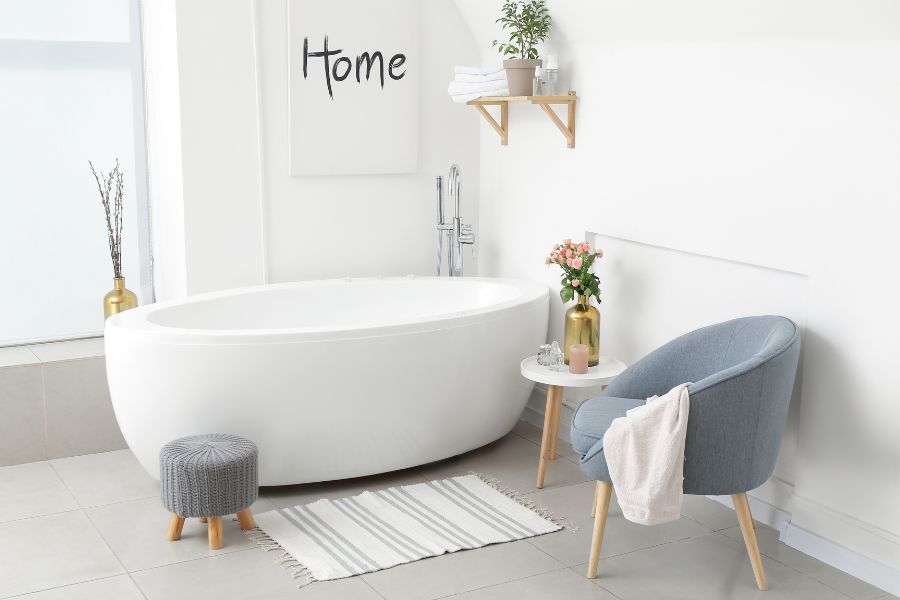 bright white bathroom with home feeling