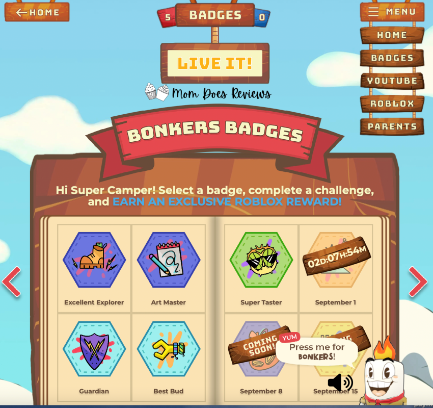 Camp Bonkers badges