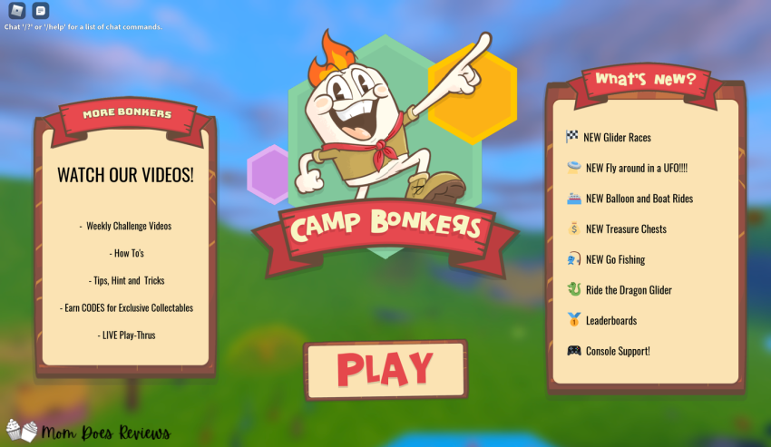 Camp bonkers home screen