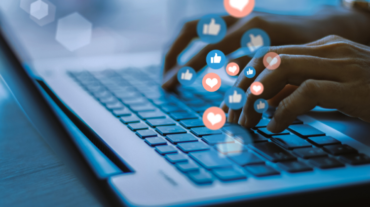 laptop with social media likes