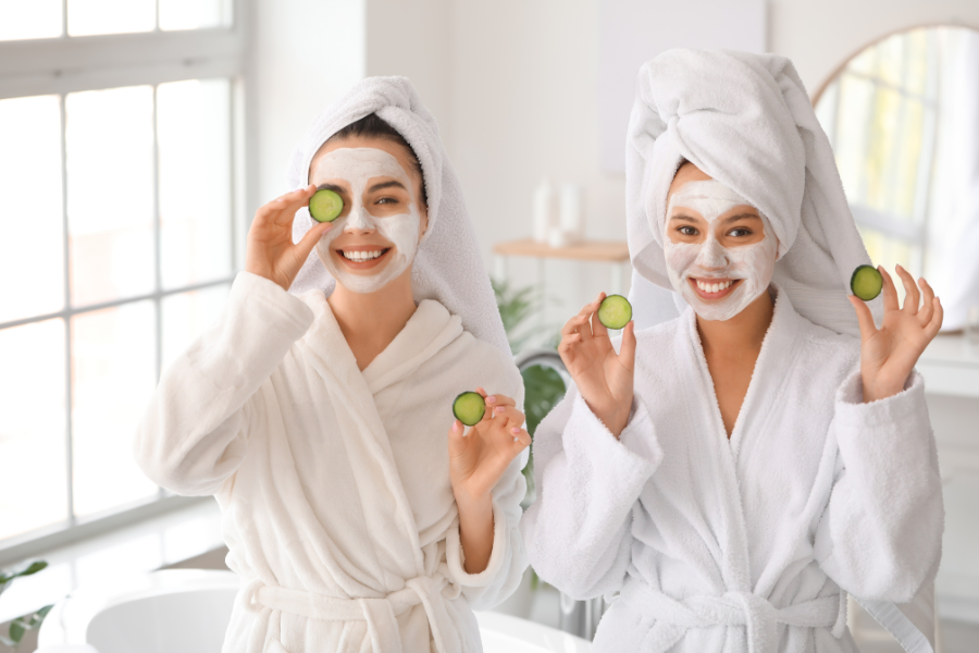 women with skincare masks