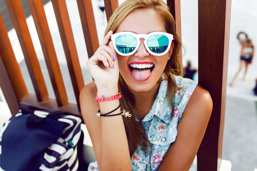 happy girl with sunglasses