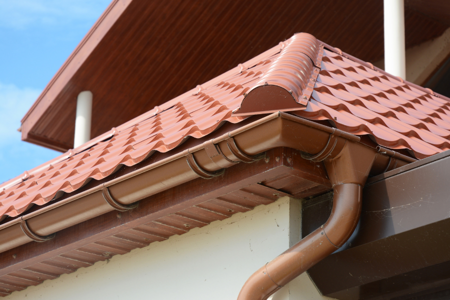 tile roof rain gutters