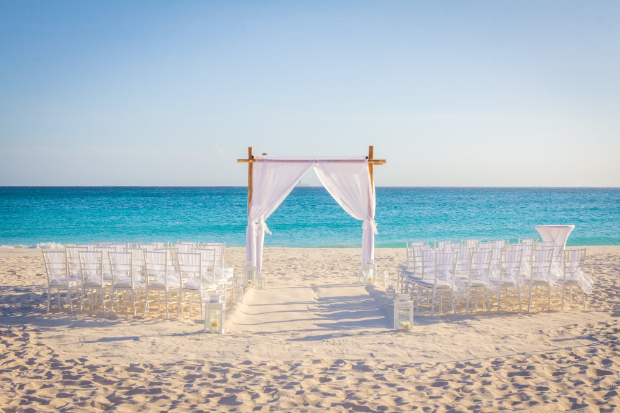 wedding set up on beach