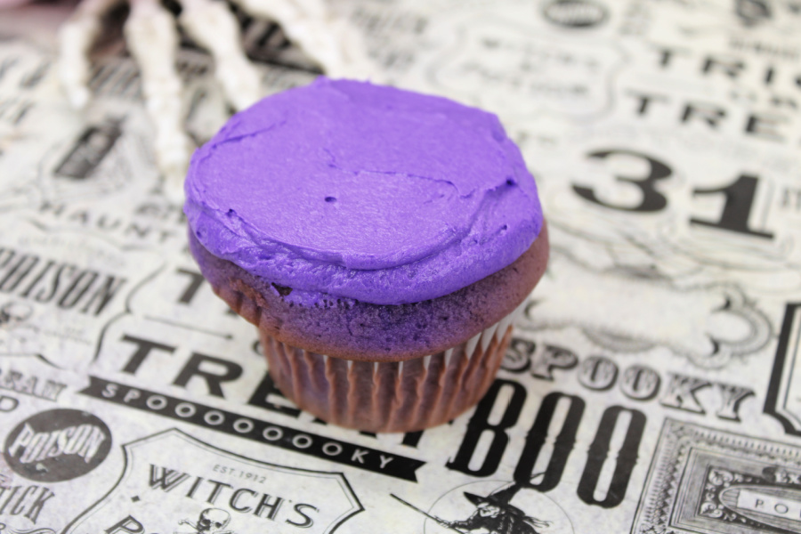 purple cupcake with purple frosting