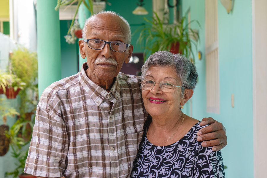 elderly black couple