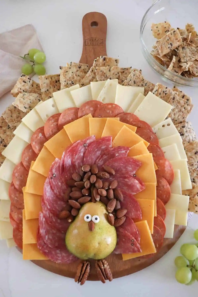 pear and cheese turkey board