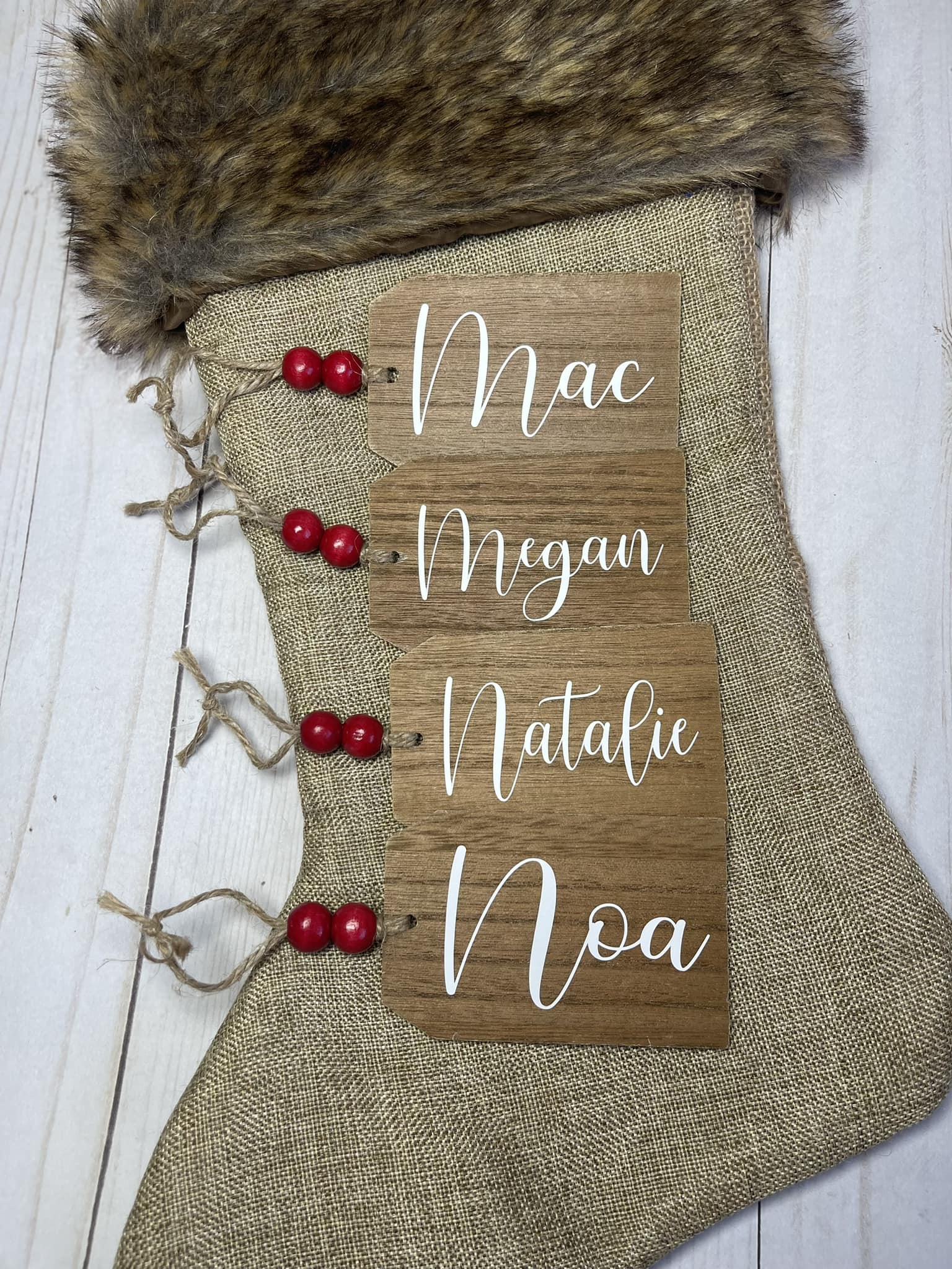 ArmyWife Name tags for Christmas stockings