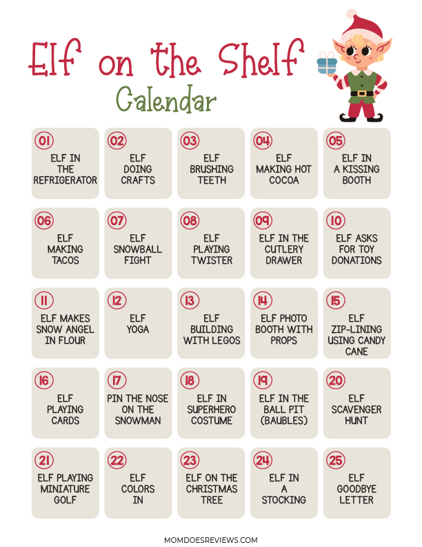 elf on the shelf Calendar