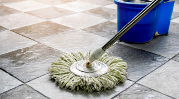 mopping tile floor