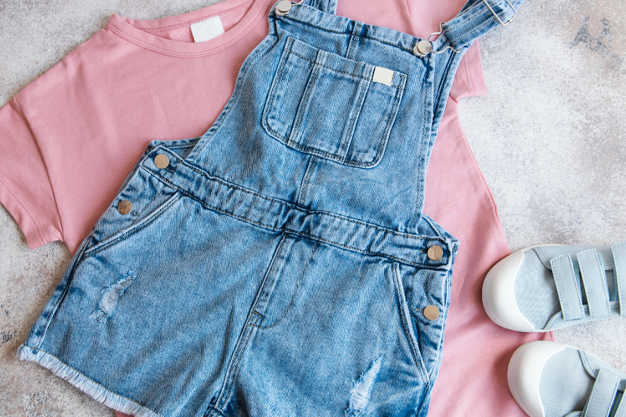 overall and pink shirt for kid