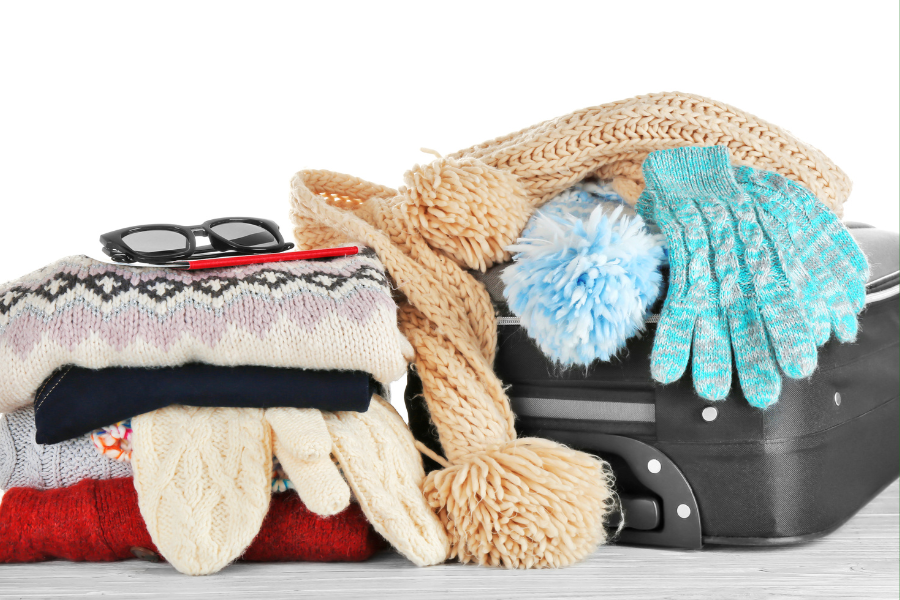 Winter clothes suitcase