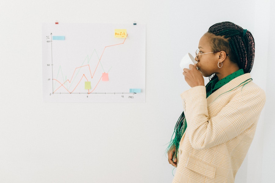 woman with business chart
