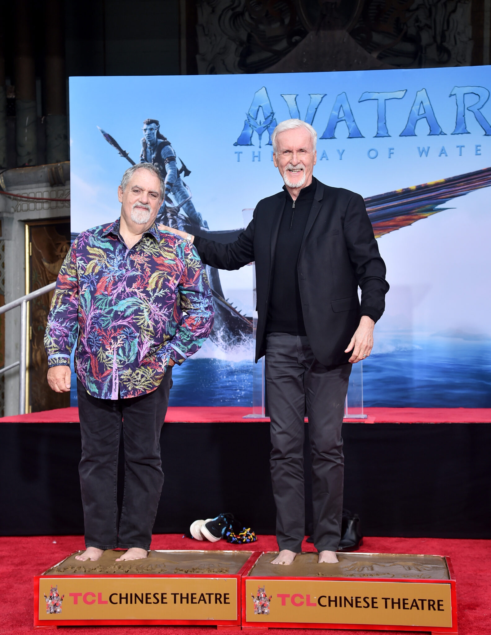 Handprints And Footprints Ceremony Honoring "Avatar: The Way Of The Water" Filmmakers James Cameron And Jon Landau