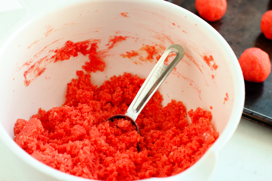 pretty Strawberry Cake Mix Cookies process
