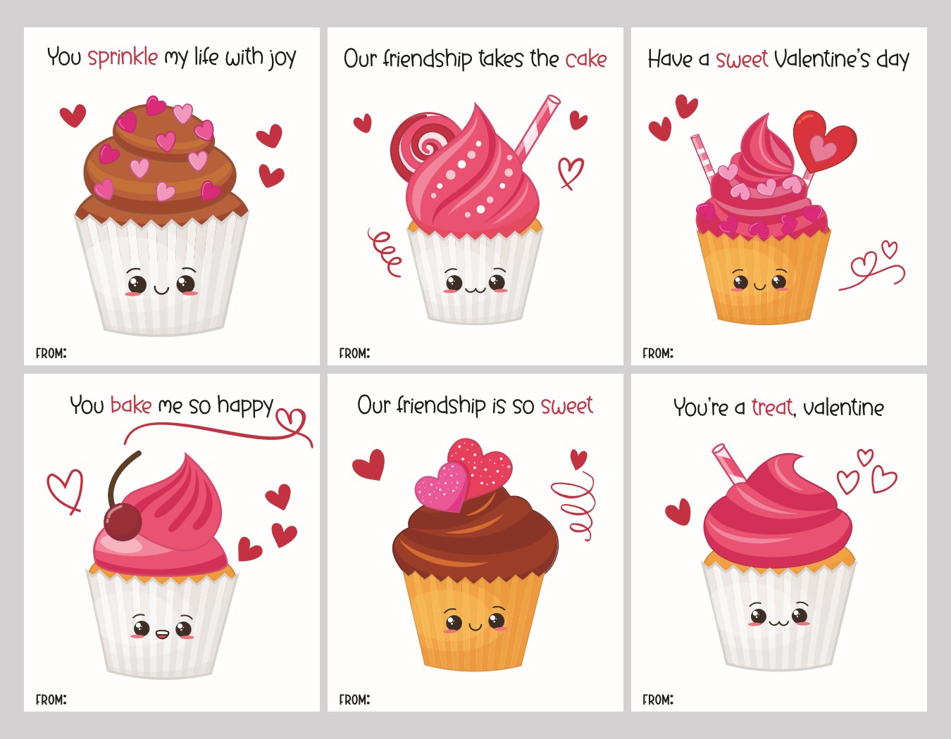Super Cute Cupcake Valentine Cards! #FreePrintable