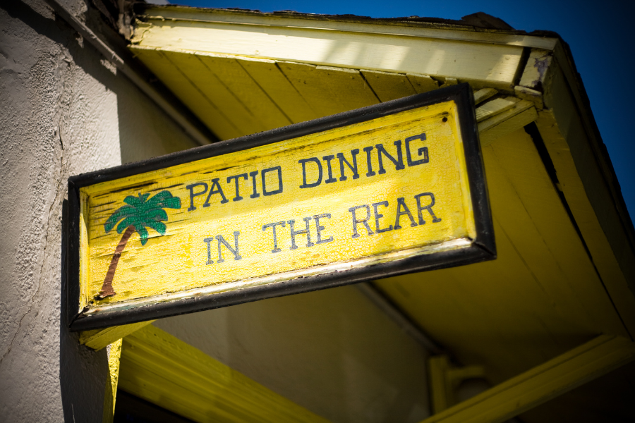 patio dining sign