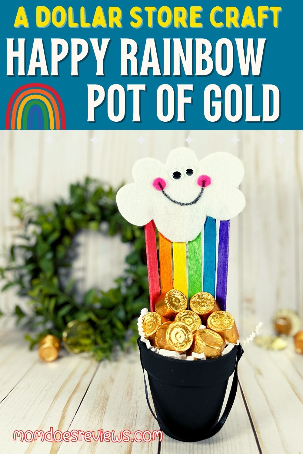 Dollar Store Happy Rainbow Pot of Gold Craft