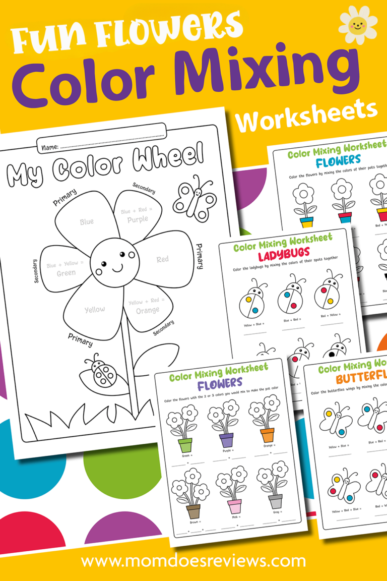 Fun Flower Color Mixing Worksheets #FreePrintables - Mom Does Reviews