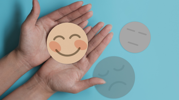 happy face in hands