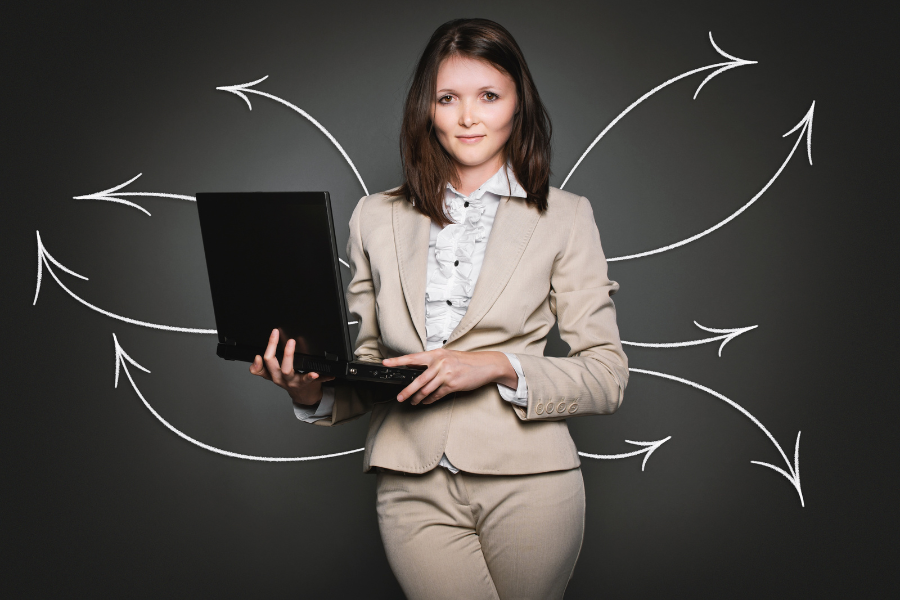 girl boss with laptop