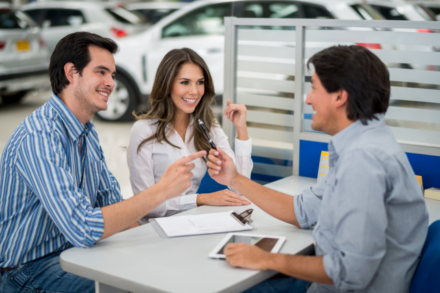 buying a used car with salesman