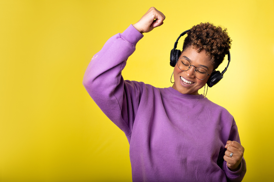lady listening to music