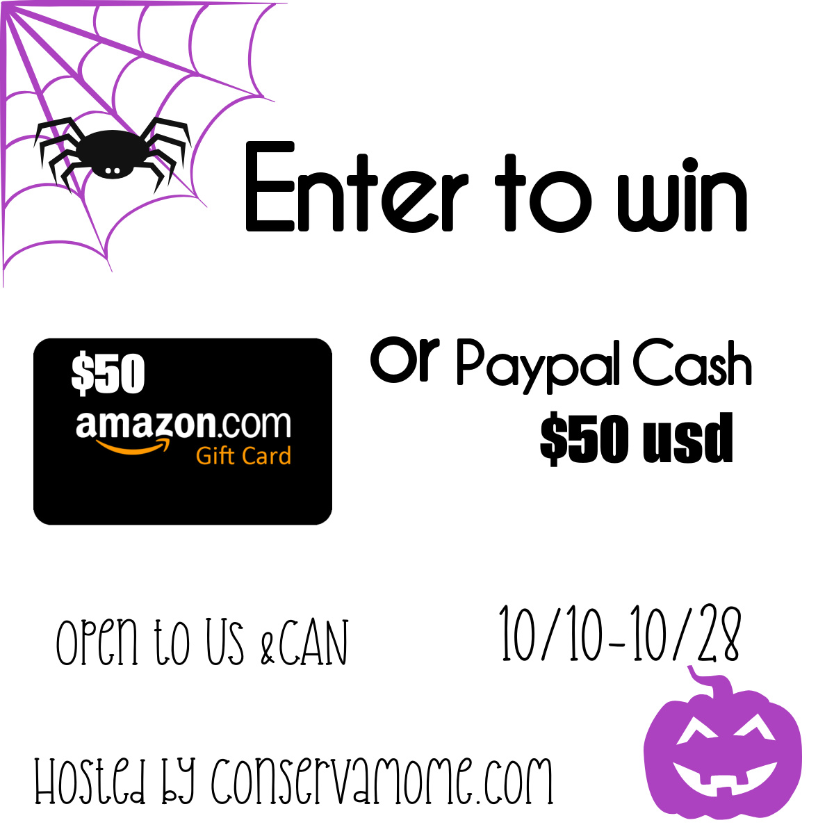 $50 Amazon Gift Card or $50 Paypal cash