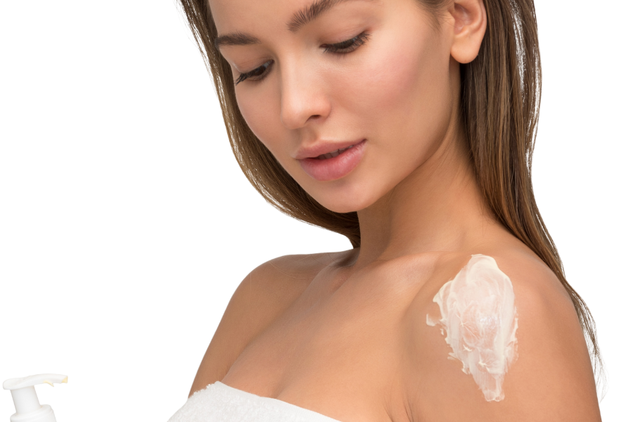 body lotion on shoulder