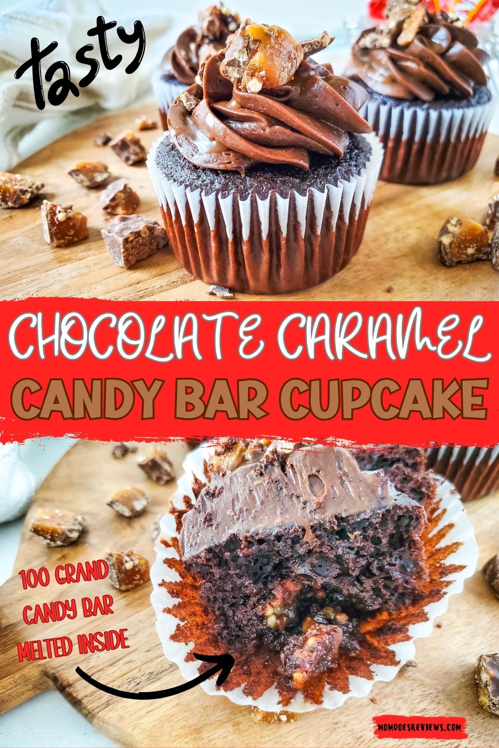 Chocolate Caramel Candy Bar Cupcakes