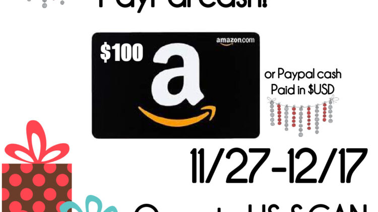$100 Amazon or Paypal Cash Holiday Giveaway