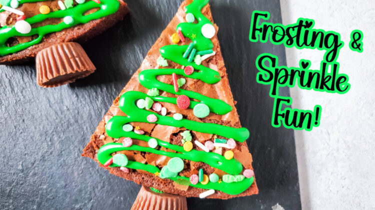 Frosted Christmas tree brownies