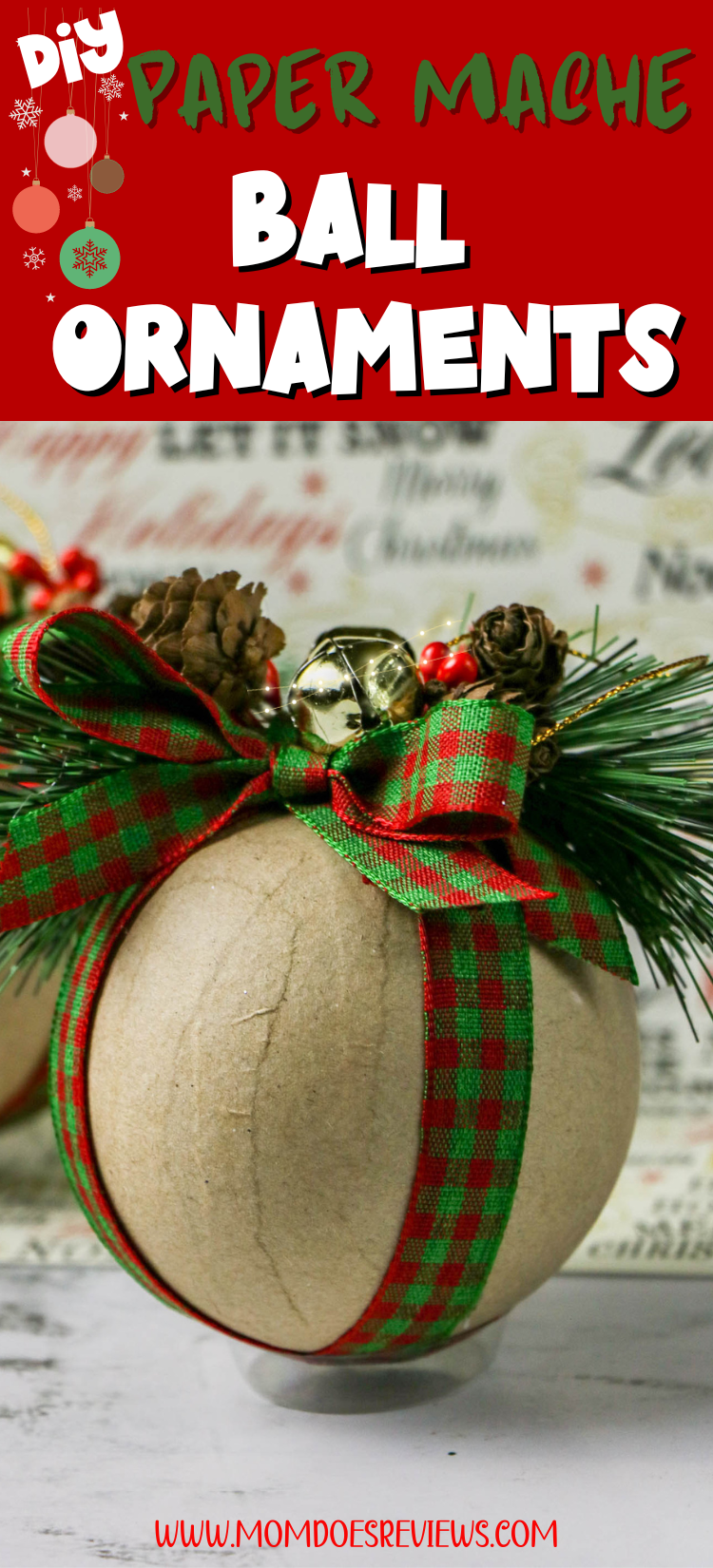 Paper Mache Ball Christmas Ornaments
