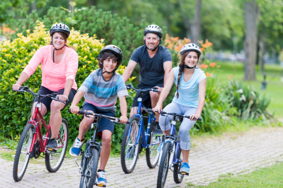 family biking