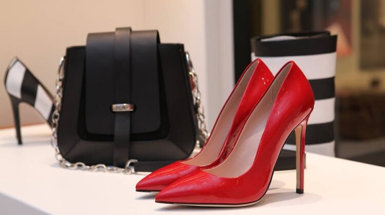 red heels and handbag