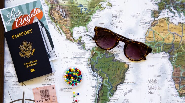 sunglasses on a map