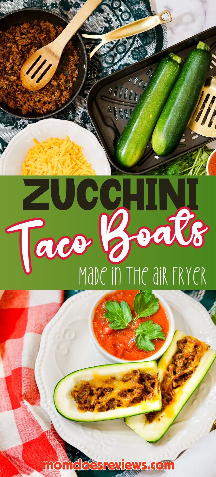 Air Fryer Zucchini Taco Boats