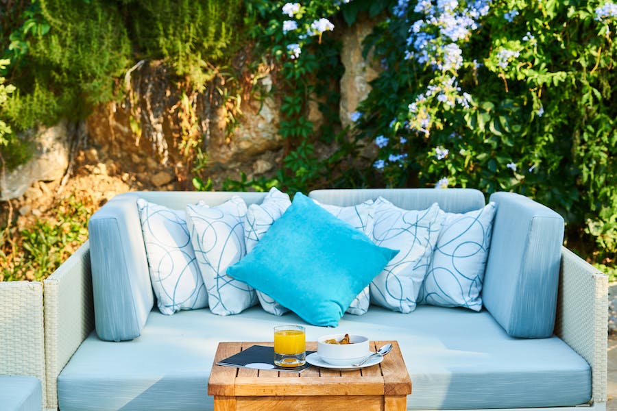 blue outdoor couch