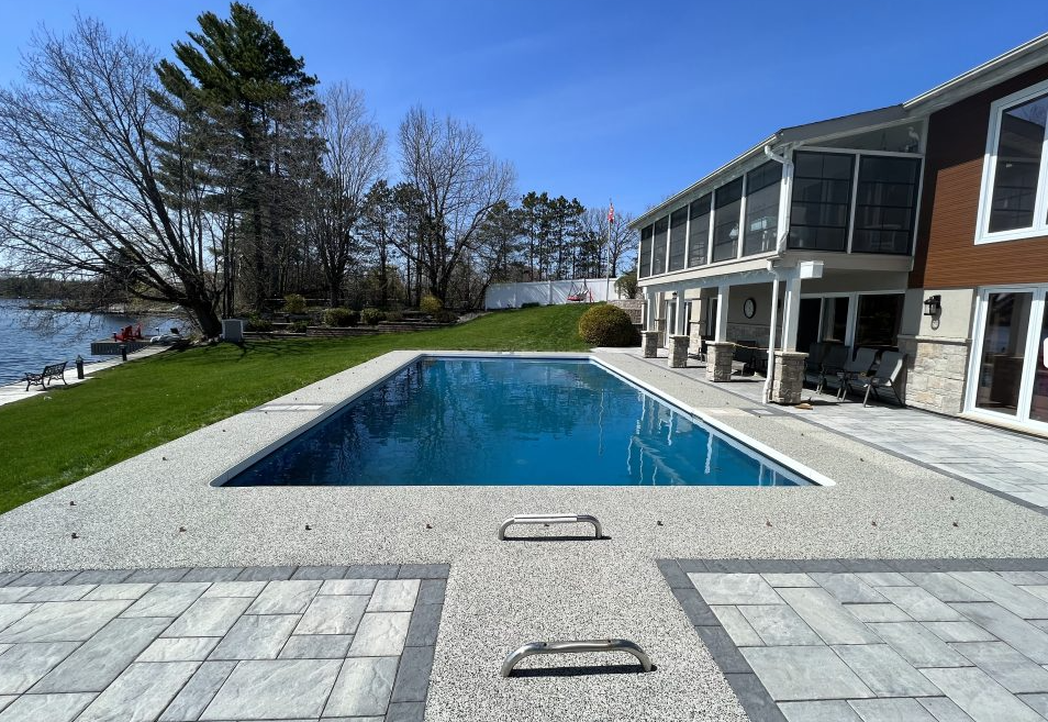 decorative concrete around pool
