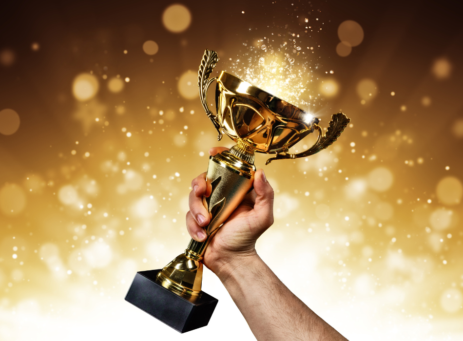 trophy with gold background