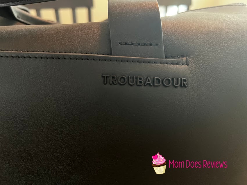 Troubadour duffle name on side of bag