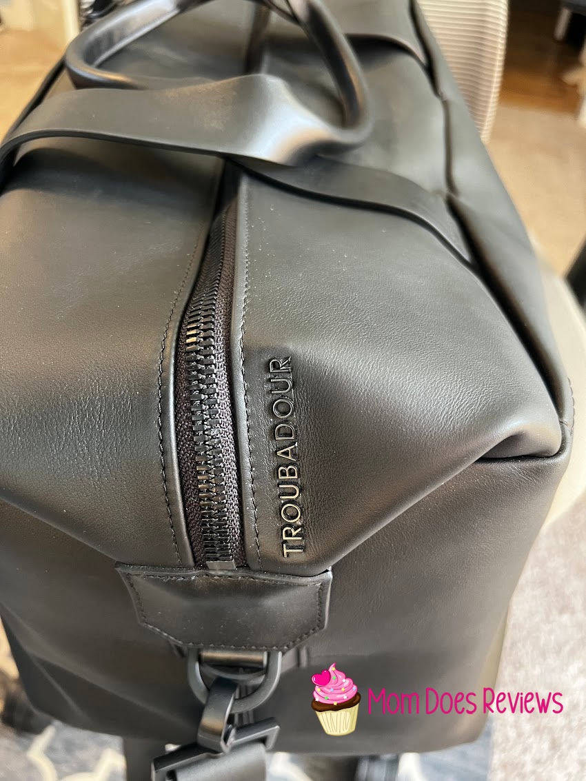 Troubadour duffle name on the outside of bag