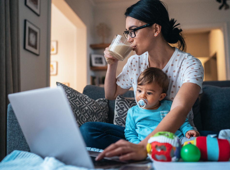 mom drinking coffee