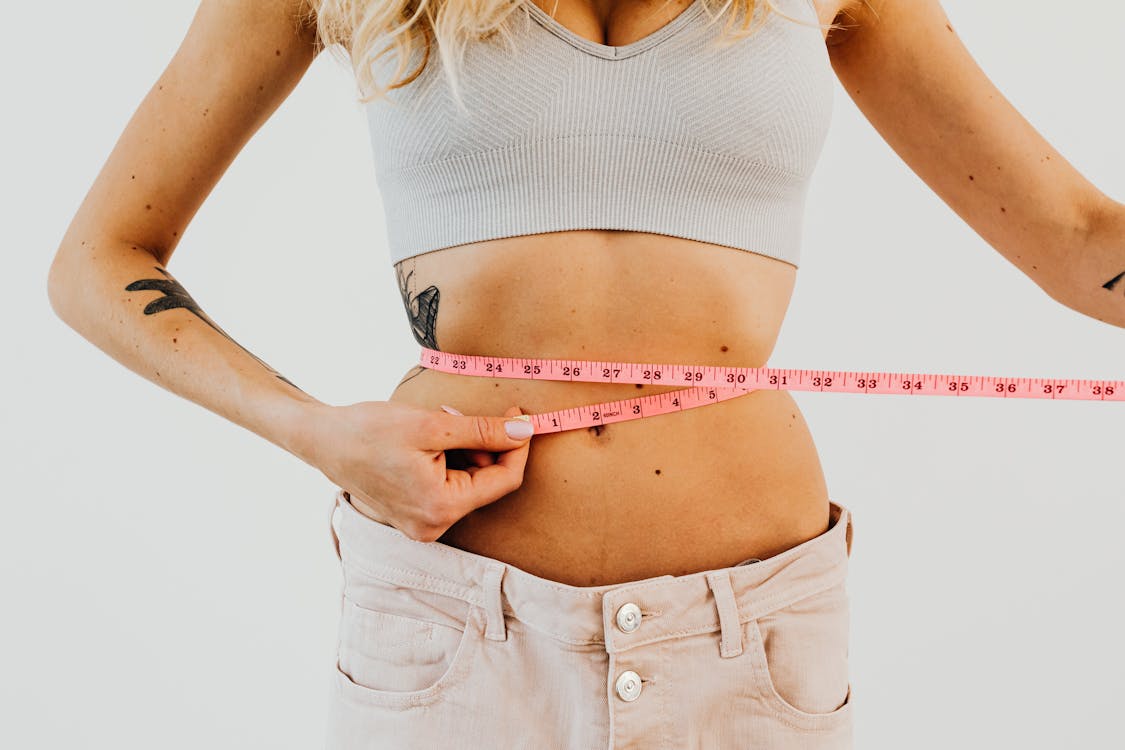 Tape measure on belly
