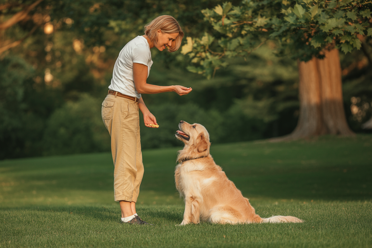woman training her dog