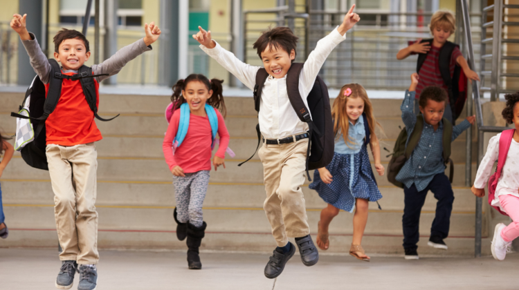 students leaving school