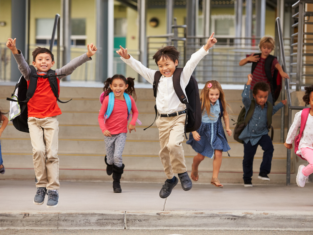 students leaving school